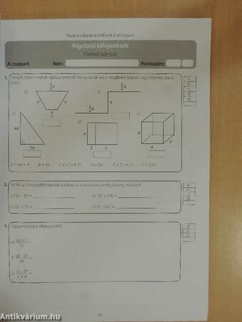 Matematika felmérőfüzet 8.