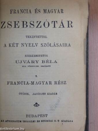 Francia és magyar zsebszótár/Magyar és francia zsebszótár I-II.