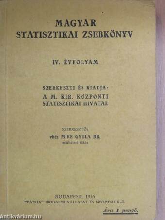 Magyar statisztikai zsebkönyv 1936.