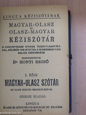 Magyar-olasz és olasz-magyar kéziszótár I-II.