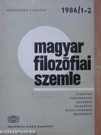Magyar Filozófiai Szemle 1986/1-2.