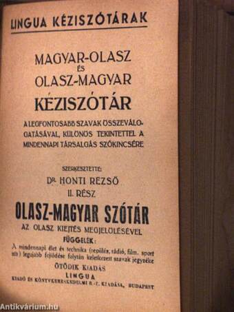 Magyar-olasz és olasz-magyar kéziszótár I-II.