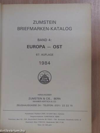 Zumstein Briefmarken-katalog - Ost Europa 1984