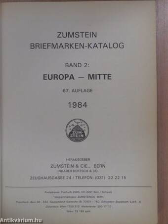 Zumstein Briefmarken-katalog - Mitte Europa 1984