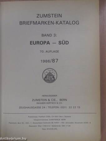 Zumstein Briefmarken-katalog - Süd Europa 1986/87