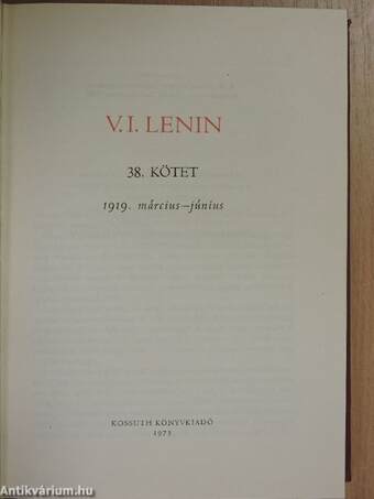 V. I. Lenin összes művei 38.