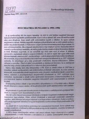 Psychiatria Hungarica 1997/1-6./Supplementum