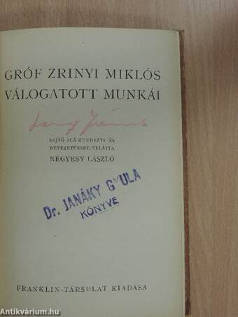 Gróf Zrinyi Miklós válogatott munkái