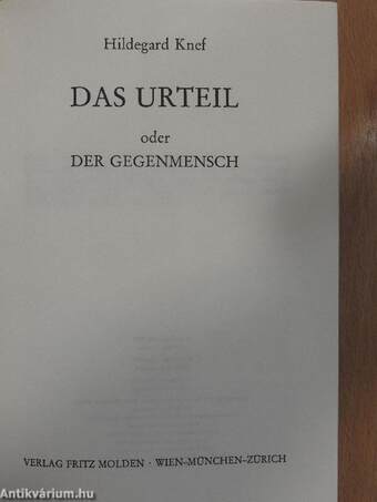 Das Urteil oder der Gegenmensch