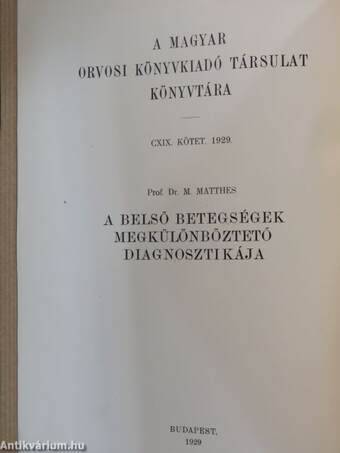 A belső betegségek megkülönböztető diagnosztikája