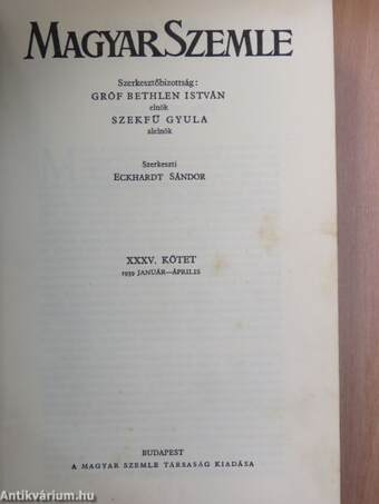 Magyar Szemle 1939. január-december I-III.