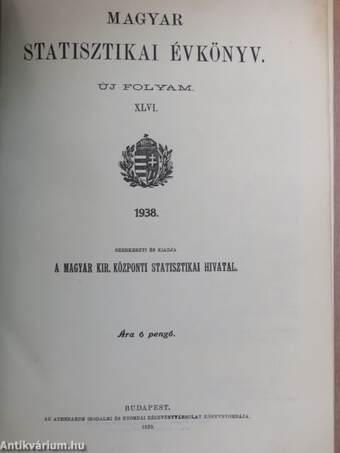 Magyar Statisztikai Évkönyv 1938.