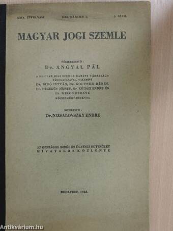 Magyar jogi szemle 1943. március 1.