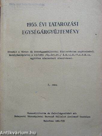 1955. évi tatarozási egységárgyűjtemény I.