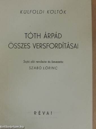 Tóth Árpád összes versfordításai