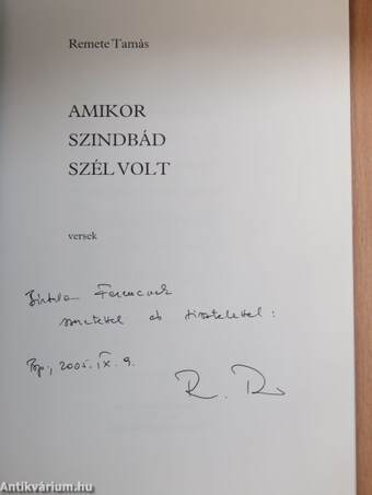 Amikor Szindbád szél volt (dedikált példány)