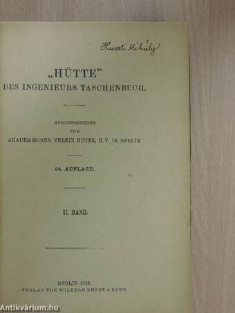 Hütte - Des Ingenieurs Taschenbuch II. (töredék)