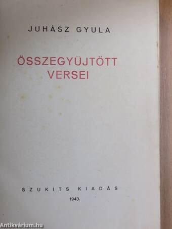 Juhász Gyula összegyüjtött versei