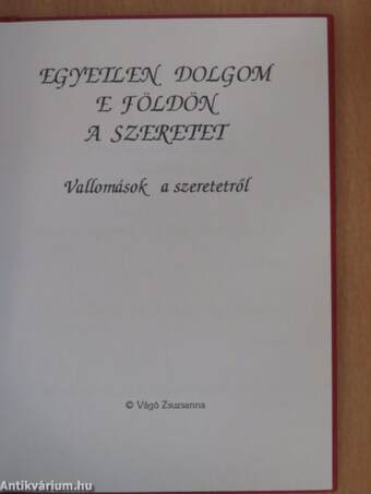 Egyetlen dolgom e földön a szeretet