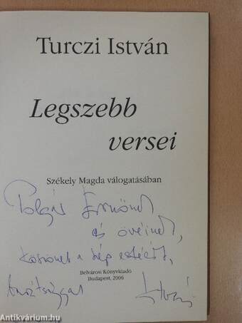 Turczi István legszebb versei (dedikált példány)