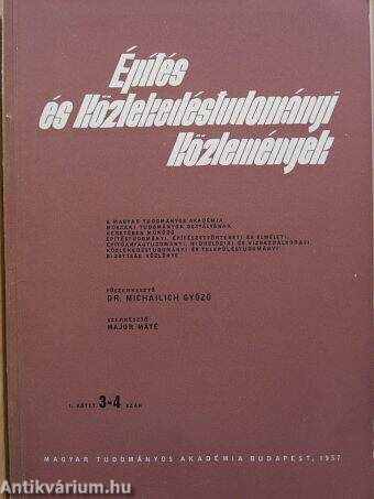 Építés- és Közlekedéstudományi Közlemények I. kötet 3-4. szám