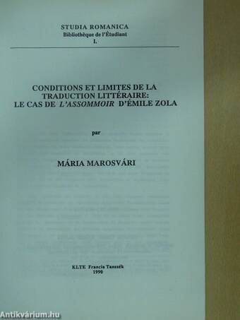 Conditions et limites de la traduction littéraire: le cas de l'assommoir d'Émile Zola