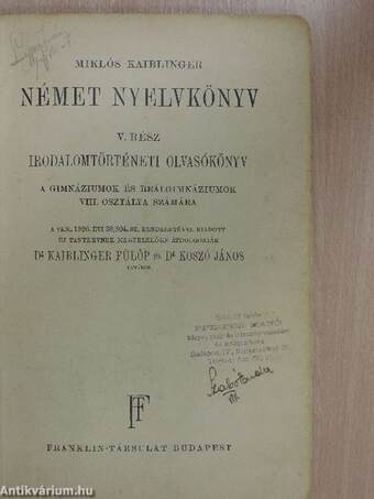 Német nyelvkönyv V.