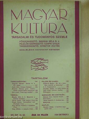 Magyar Kultúra 1934. október 5.