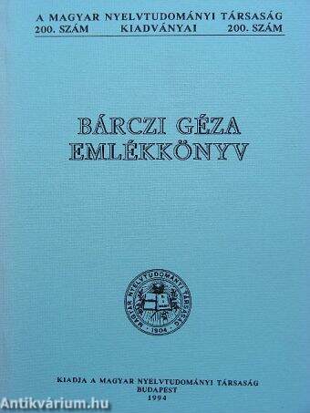 Bárczi Géza emlékkönyv