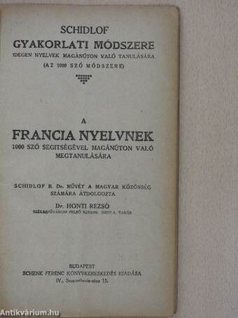 Schidlof gyakorlati módszere - Francia 1-10. füzet