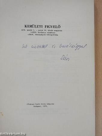 Kerületi figyelő 5. (dedikált példány)