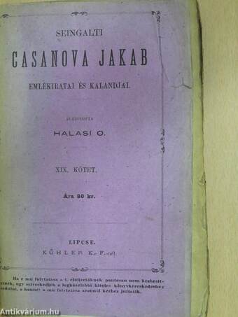 Seingalti Casanova Jakab emlékiratai és kalandjai 19. (töredék)