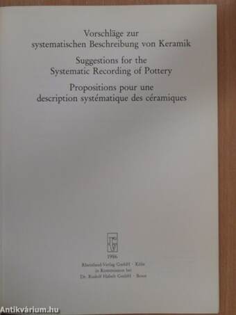 Vorschläge zur systematischen Beschreibung von Keramik