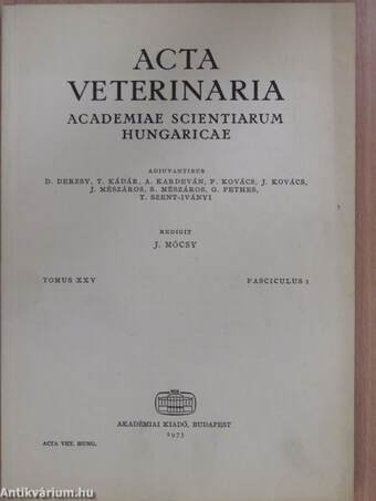 Acta Veterinaria Tomus XXV, Fasciculus 1.