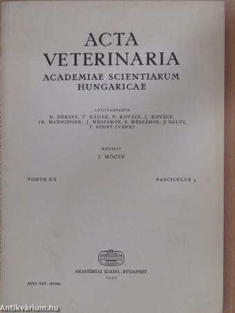 Acta Veterinaria Tomus XX, Fasciculus 4.