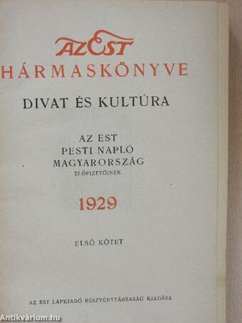 Az Est hármaskönyve 1929. I-II.