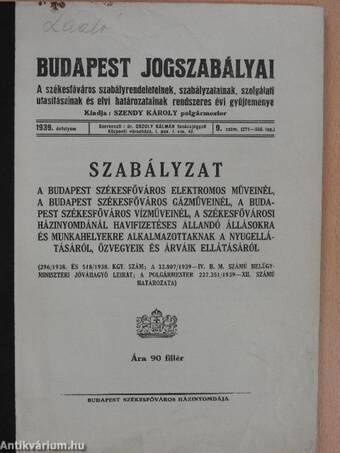 Budapest jogszabályai 1939/9.