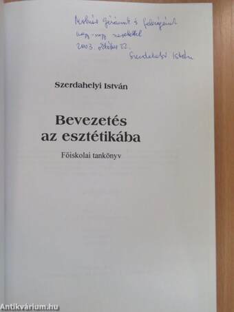 Bevezetés az esztétikába (dedikált példány)