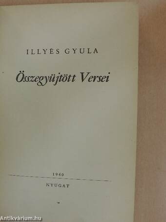 Illyés Gyula Összegyüjtött Versei