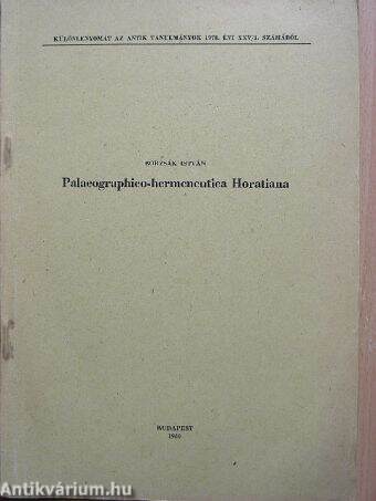 Palaeographico-hermeneutica Horatiana
