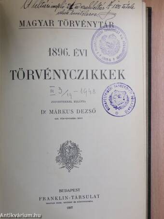 1896. évi törvényczikkek