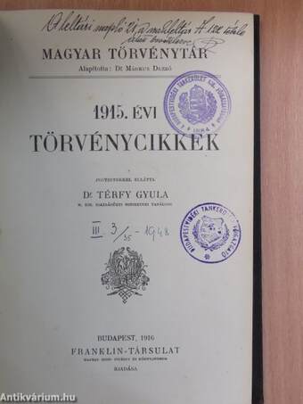 1915. évi törvénycikkek