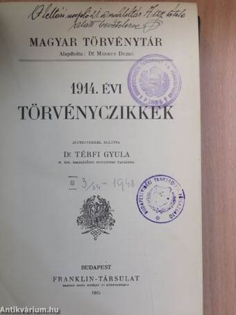 1914. évi törvényczikkek