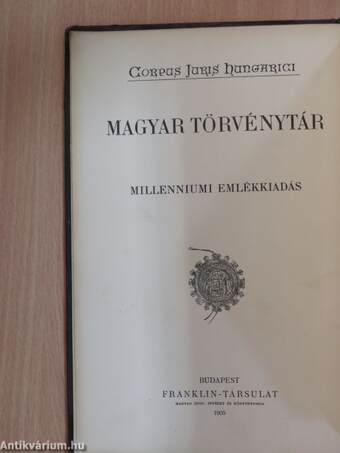 A magyar törvénytár betürendes tárgymutatója