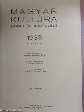 Magyar Kultúra 1933. II. félév