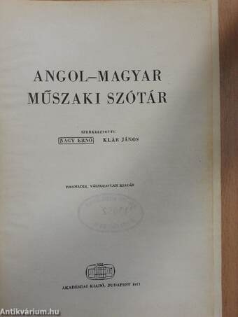 Angol-magyar műszaki szótár