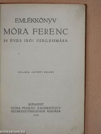 Emlékkönyv Móra Ferenc 30 éves irói jubileumára