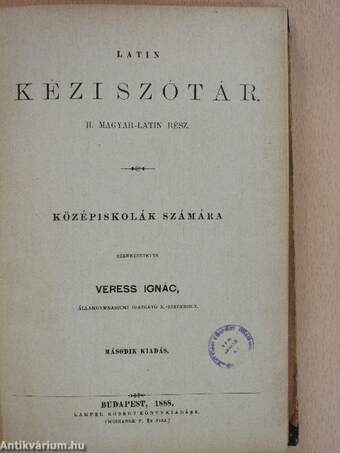 Latin kézi szótár II.