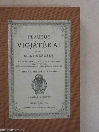Plautus vigjátékai III. (töredék)