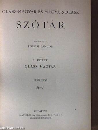 Olasz-magyar szótár I-II.